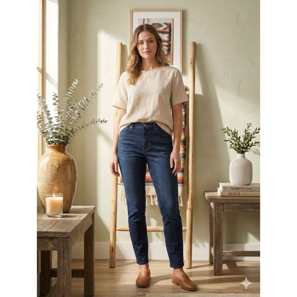 Gap 1969 Jeans Womens 31S Short High Rise Skinny Dark Blue Stretch Denim